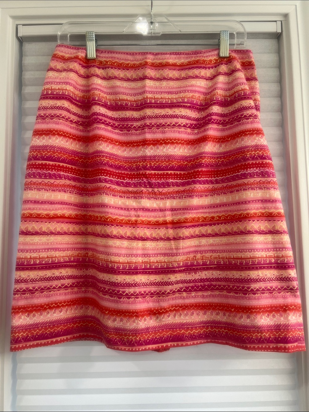 Talbots Pink and Coral Striped A-Line Skirt